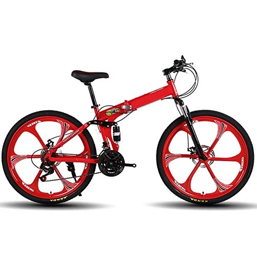 Plegables : KXDLR MTB 21 Velocidades para Hombre MTB Cuadro De La Bicicleta 26 Pulgadas De Acero Al Carbono con, Bicicletas De Doble Freno De Disco Mecnico, Rojo