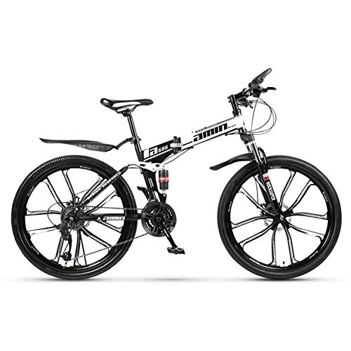 Plegables : KXDLR MTB / Bicicletas 26 '' Rueda De Acero De Alto Carbono 30 Marco Plazos De Envío Disco De Freno, 26, Blanco