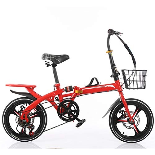 Plegables : KXDLR Plegable Bicicletas Bicicleta Plegable Frenos Shifting Disco 6-Velocidad 20 Pulgadas De Absorción De Choque Unisex Ultralight Portátil Bicicleta Plegable, Rojo
