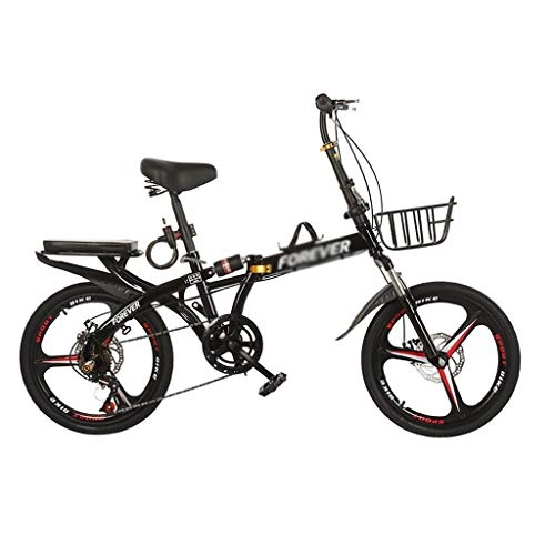 Plegables : Las bicicletas plegables 6 Velocidad for adultos, Ciudad de bicicletas plegables portátiles de 20 pulgadas ruedas, bicicletas de carretera con cesta del metal, guardabarros delantero y trasero y freno