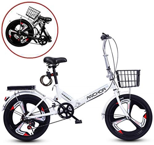 Plegables : LCAZR 20 Pulgadas Adulto Bicicleta de montaña, Plegable Bicicletas aleación de Aluminio Ruedas, Bicicleta Doble Disco Frenos AbsorcióN De Impactos Montar Al Aire Libre, Unisex / Blanco / Single Speed