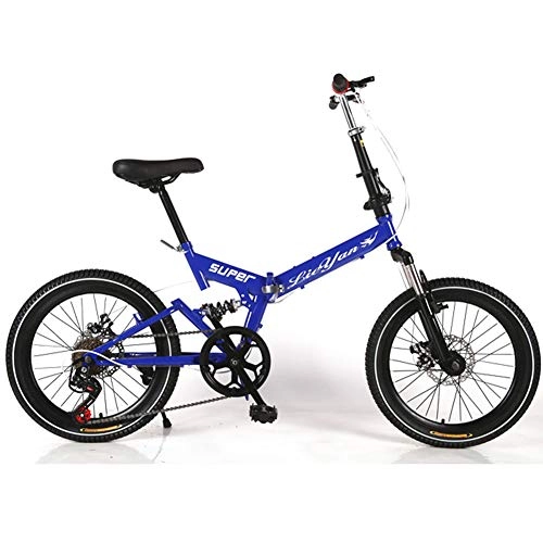Plegables : LHLCG 20 Pulgadas Plegable Bicicleta Velocidad de aleacin de Aluminio Freno de Disco Amortiguador Delantero bifurcacin, Blue