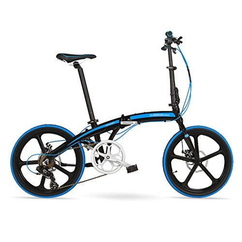 Plegables : LI SHI XIANG SHOP Bicicleta Plegable 20 Pulgadas de aleación de Aluminio Ultraligero Rueda pequeña 7 velocidades de Freno de Disco Bicicleta (Color : Black Blue)