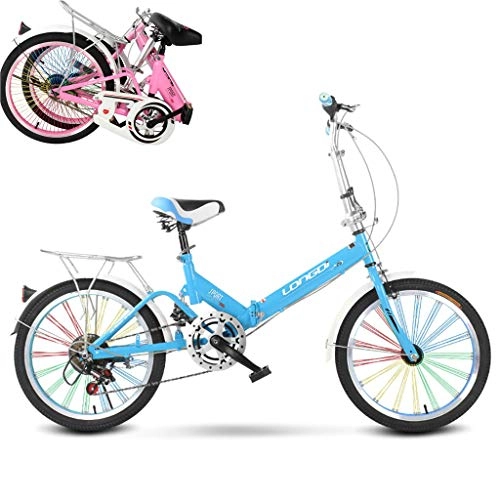 Plegables : LIfav Plegable Bicicletas, Adulto De Luz Individual Velocidad Portátil Hombres Y Mujeres Bicicletas Amortiguador De Bicicletas para Niños Plegable, 20Inch, Azul