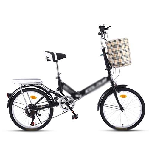Plegables : LIUXIUER Bicicleta Plegable De 20 Pulgadas Anillo De Cuchillo De Doble Capa De Aleación De Aluminio Grueso Bicicleta Ligera Trabajo Ligero Adulto Ultraligero Bicicleta Portátil De Velocidad, Negro