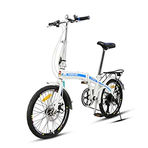 Plegables : Long Bicicleta Plegable portátil de 20 Pulgadas, Estudiantes Adultos Bicicleta Plegable 7 Frenos de Disco de Doble Velocidad, Bicicletas de Acero al Carbono de Alta Ciudad de equitación