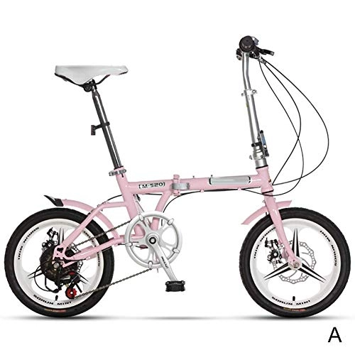 Plegables : LPsweet Bicicleta Plegable, 16 Pulgadas Ajustable Plegable Acero Al Carbono De Alta Bicicleta Compacta para Adultos Estudiantes Hombres Y Mujeres Actividades Al Aire Libre, Rosado