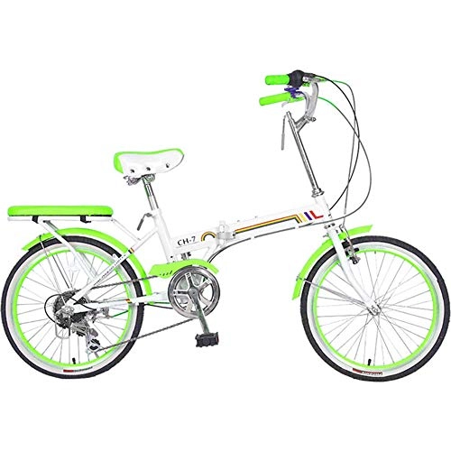 Plegables : LPsweet Bicicleta Plegable De 20 Pulgadas, Marco De Aluminio Liviano, Guardabarros Delantero Y Trasero Bicicleta De Freno De Disco Doble Ideal para Viajar Y Viajar por La Ciudad, Verde