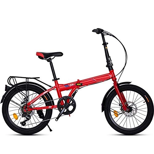 Plegables : LPsweet Bicicleta Plegable Unisex De 7 Velocidades, Cuadro De Hierro Liviano con Neumtico Antideslizante Y Resistente Al Desgaste, Ideal para Montar En La Ciudad Y Desplazarse, Rojo
