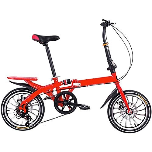 Plegables : LPsweet Bicicleta Plegable, Velocidad Variable Pequeo Porttil Ultra del Choque De Luz Absorcin Primera Ronda Adulto Bicicletas Plegables Y Fciles Diseo Contine, Rojo, 20inches