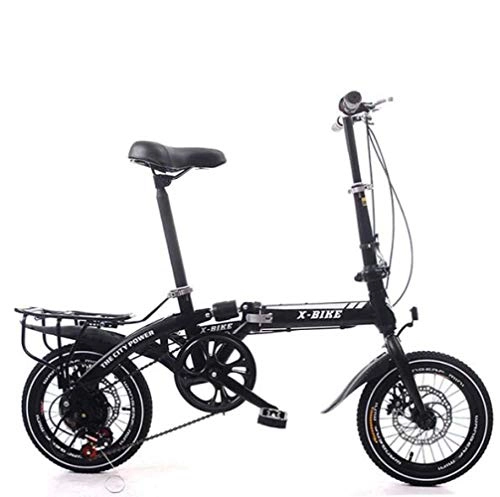 Plegables : LQ&XL Bicicleta Plegable Unisex Adulto Aluminio Urban Bici Ligera Estudiante Folding City Bike con Rueda De 16 Pulgadas, Manillar Y Sillin Confort Ajustables, 7 Velocidad, Capacidad 120kg / Black