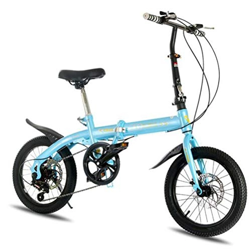 Plegables : LQ&XL Urbana Bicicleta Plegable Ciudad Unisex Adulto Aluminio Bici City Adulto Hombre, Capacidad 75kg Manillar Y Sillin Confort Ajustables, 6 Velocidad / Blue
