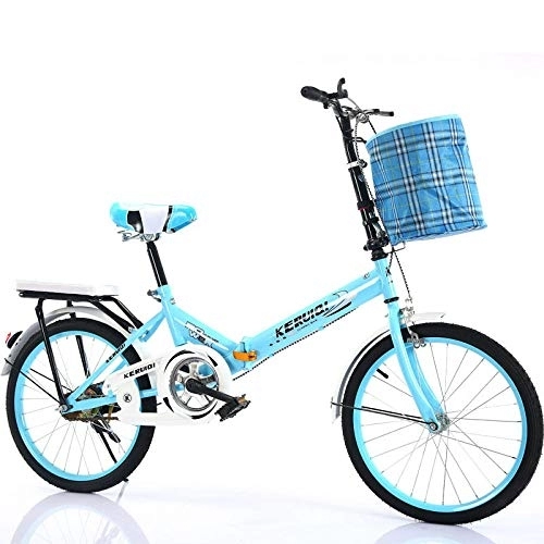 Plegables : LSBYZYT Bicicleta Plegable, Bicicleta Ultraligera de 20 Pulgadas, Bicicleta portátil para Adultos-Azul_Incluye Cesta para Bicicletas