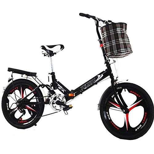 Plegables : LSBYZYT Bicicleta Plegable, Bicicleta Ultraligera de 20 Pulgadas, Bicicleta portátil para Adultos-Negro_Incluye Cesta para Bicicletas