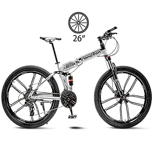 Plegables : LXDDP Bicicleta montaña Plegable 26 Pulgadas, Bicicleta Acero al Carbono para Exteriores Unisex, Bicicleta MTB suspensión Completa, Bicicletas Doble Freno Disco, Freno Disco