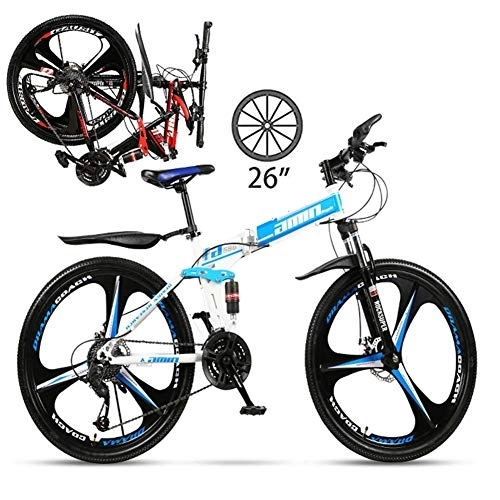Plegables : LXDDP Bicicleta montaña Plegable MTB para Adultos Country Gearshift Bicicleta Marco Acero al Carbono, Bicicleta montaña rígida con Asiento Ajustable 3 Cortador