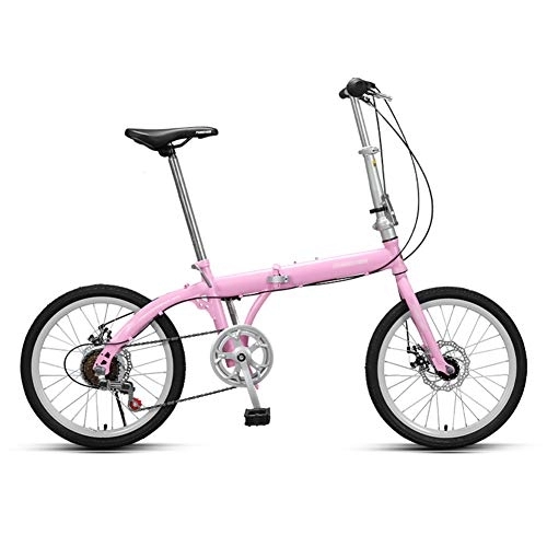 Plegables : LYRONG 6 velocidades Bicicleta Plegable Street, con Sillin Confort 20 Pulgadas Plegable Bicicleta Marco de Acero al Carbono Bicicleta Plegable Urbana, Pink