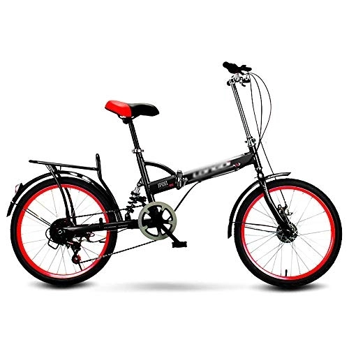 Plegables : Marco de Acero de Alto Carbono Bicicleta Plegable, Amortiguador portátil Bicicleta Plegable, Marco de Acero de Alto Carbono, Sillin Confort, 16 * 20 Pulgadas Unisex Adulto Bikes Plegado