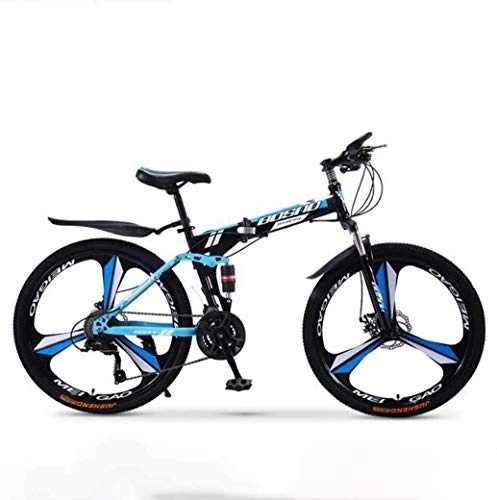 Plegables : Mnjin Deportes al Aire Libre Bicicletas de montaña Bicicletas Plegables, Freno de Doble Disco de 27 velocidades Suspensión Completa Antideslizante, Bicicletas de Carreras de Velocidad Variable Tod