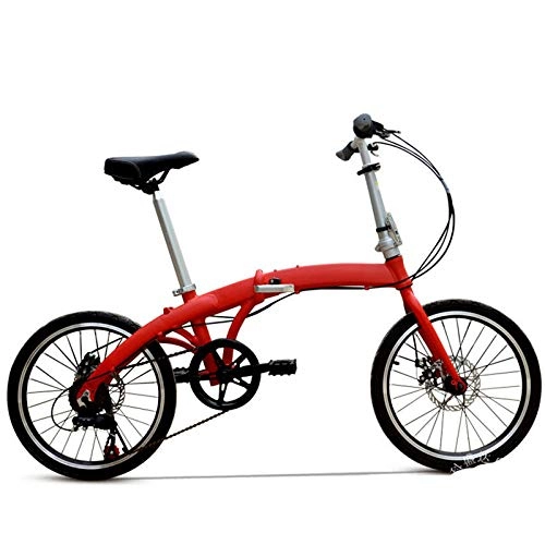 Plegables : Mountain Bike Bicicleta Plegable con Ruedas de 20 Pulgadas y Bicicleta de Acero de Alto Carbono de 7 velocidades-Red_20 Pulgadas