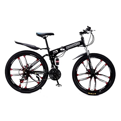 Plegables : MQJ 26 Pulgadas Plegable Bicicleta de Montaña Acero Al Carbono 21 Velocidades con Horquilla Frontal Absorbente de Choque Hombres Plegables Mtb Bicicleta para Hombres Mujer Adulto Y Adolescentes, Colo