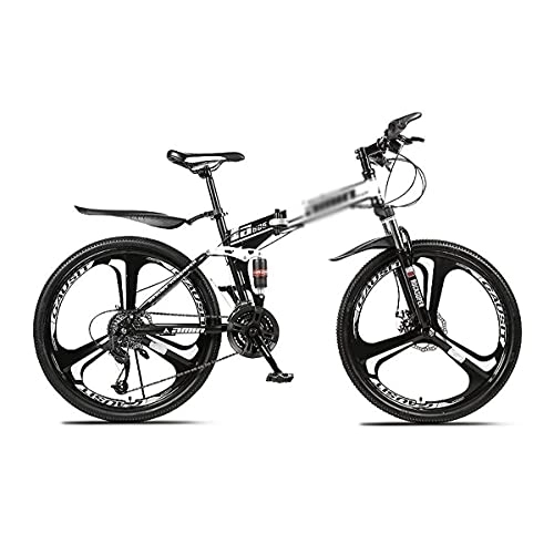 Plegables : MQJ 26 Pulgadas Plegable Bicicleta de Montaña Alto Carbono Acero de Carbono Mtb Bicicleta Mtb para Adultos Doble Disco Freno Bicicleta de Montaña Montaña para Hombres Mujer Adulto Y Adolescentes / Blan