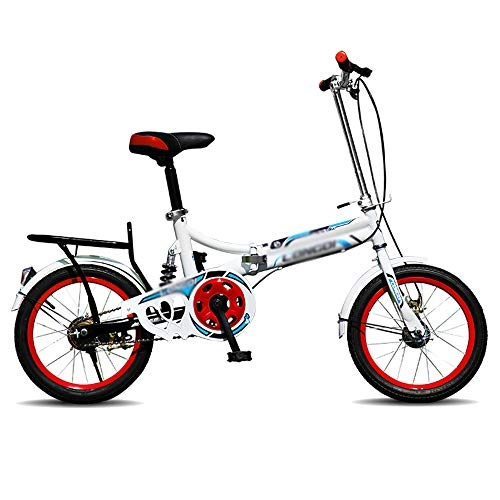 Plegables : N / A HAIZHEN -Bicicleta Plegable, Bicicleta De Marco De Acero Al Carbono De 16 Pulgadas con Bastidor De Transporte Trasero para Adultos Y Adolescentes Alto 130-155cm(Color:UNA)