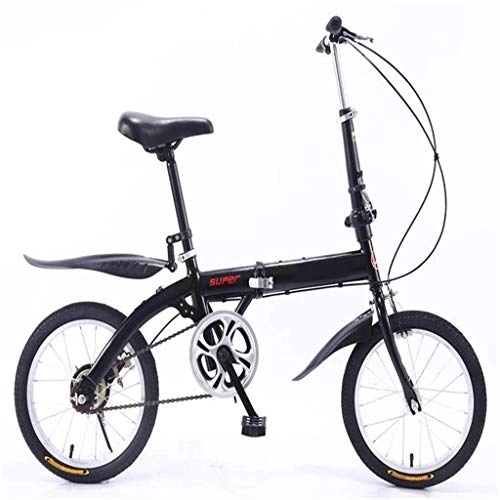 Plegables : Nfudishpu Bicicleta Plegable-Marco Ligero de Aluminio para niños Hombres y Mujeres Bicicleta Plegable 16 Pulgadas, Negro