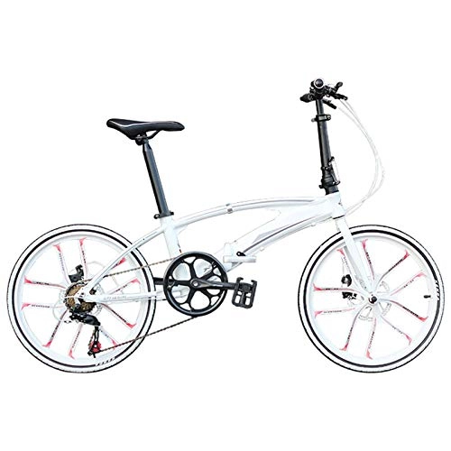 Plegables : NIUYU Bicicleta Plegable, 7 Velocidades Ligera Folding Bike Bicicleta Freno de Disco Doble Bicicleta de Carretera para Hombres y Mujeres Viajeros-A-22pulgada