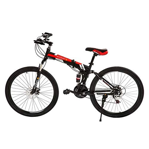 Plegables : Novokart Bicicleta Plegable, Unisex para Adulto, Negro y Rojo, 21 velocidades