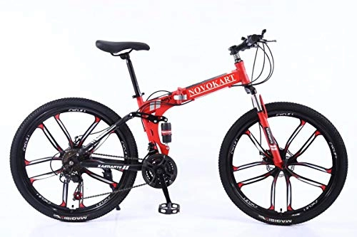 Plegables : Novokart Bicicleta Plegable, Unisex, para Adulto, Rojo, 21 velocidades