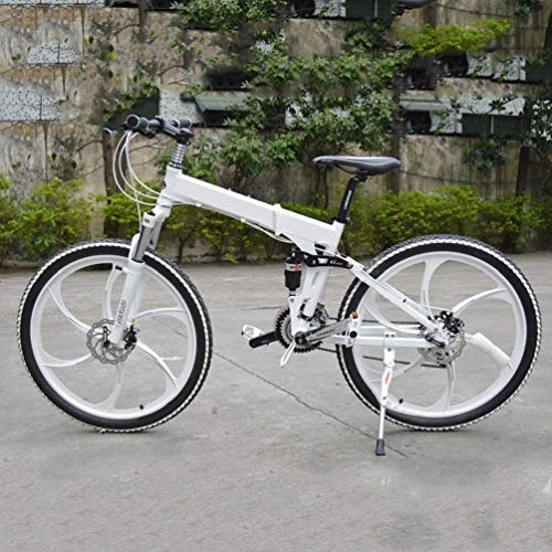 Plegables : NXX Plegable Bicicleta 20 Pulgadas MTB 7 velocidades montaña Bike, Velocidad Variable, Todoterreno, Doble amortiguación, Doble Disco, Frenos, Bicicleta para Hombres, Montar al Aire Libre, Adulto, Blanco
