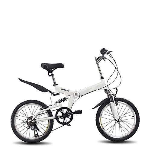 Plegables : OFAY Bicicleta Plegable De 20 Pulgadas Marco De Acero con Alto Contenido De Carbono Amortiguador Off-Road Antideslizante Bicicleta De Montaña Hombre Y Mujer Mujer Adulta Bicicleta, Blanco