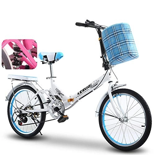 Plegables : OFAY Bicicleta Plegable De 20 Pulgadas para Hombres Y Mujeres 6 Cambio De Marchas Bicicleta Plegable Unisex De Ciudad Bicicleta Exterior Bicicleta Plegable Sin Herramientas, Azul, Variable Speed