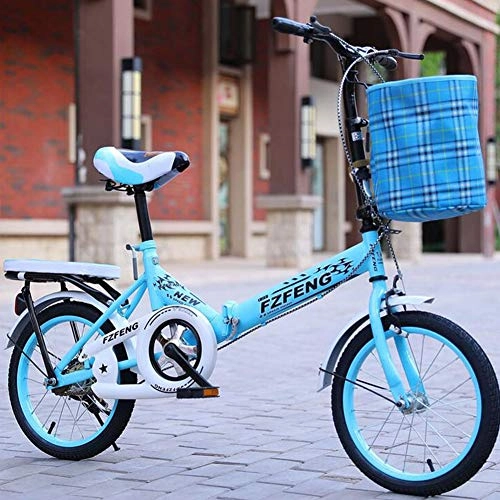Plegables : para Mujeres 16 / 20 Pulgadas Bicicleta De Velocidad Plegable Amortiguación Trasera Gratis para Instalar, Azul