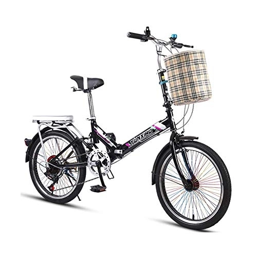 Plegables : PLLXY Portátil Bicicleta Plegable Urbana con Cesta De Almacenamiento, Transmisión Mini Bicicleta Plegable Unisex, 20in Ruedas Entorno Urbano A 16in