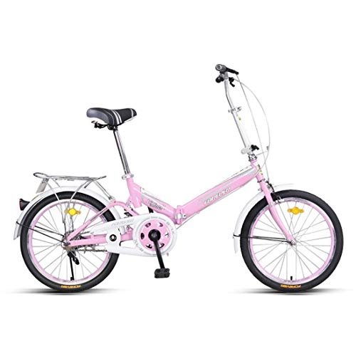 Plegables : Portátil Bicicleta De Ciudad Velocidad única Bici Doblez Estructura de Acero de Alto Carbono para Unisex Adulto, Pink, 20inch