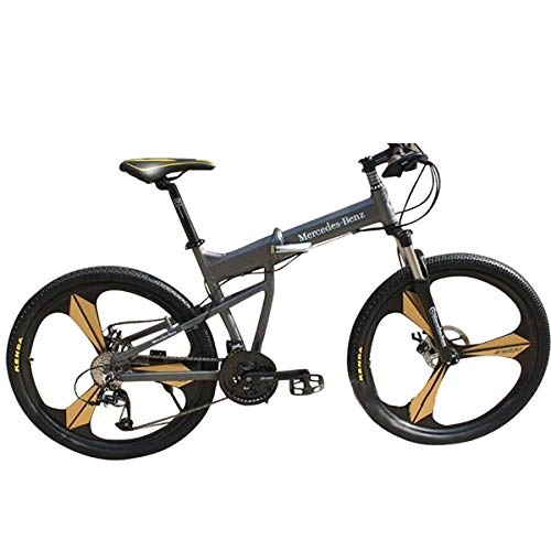 Plegables : PXQ Bicicleta de montaña Plegable 21 / 27 velocidades Freno de Disco Apagado-Bicicleta de Carretera 26 Pulgadas Adultos Bicicletas de aleacin de Aluminio con Amortiguador de la suspensin, Gray, 27S