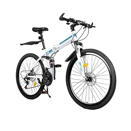 Plegables : QRANSEUYXY Bicicleta de montaña de 26 pulgadas, 21 velocidades, plegable, para adultos, con freno de disco, horquilla de suspensión, para adultos, jóvenes, mujeres y hombres
