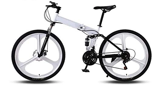 Plegables : RENXR 26 Pulgadas Bicicletas De Montaña, Plegable Marco De Acero De Alto Carbono Velocidad Variable La Absorción De Doble Choque Plegable Bicicletas para Personas con Una Altura De 160-185Cm, Blanco