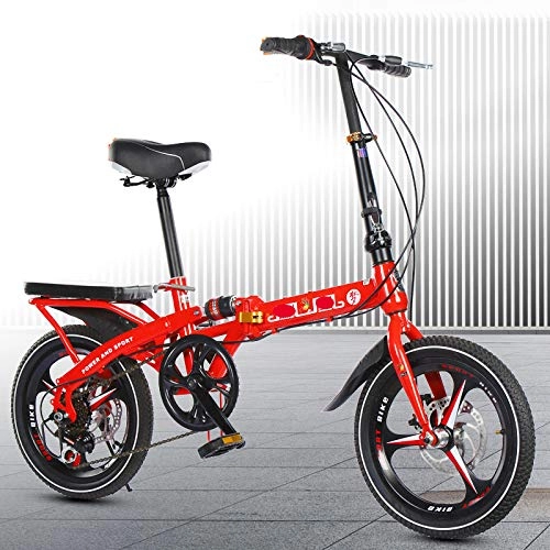 Plegables : RFV Bicicleta Plegable para Adultos, Amortiguador de Velocidad Variable de 20 Pulgadas para Hombres Y Mujeres, Bicicleta Portátil Ultraligera, Rojo, UNA
