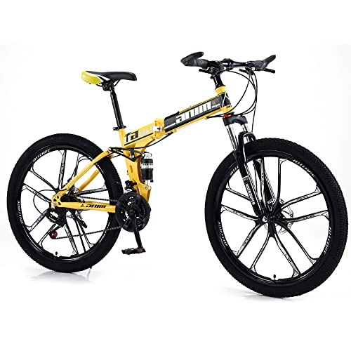 Plegables : RMBDD Bicicleta de Montaña Plegable de 26 Pulgadas, Bicicleta MTB de 30 Velocidades, Frenos de Disco Doble, Bicicleta de Carretera Urbana de Suspensión Completa para Hombres o Mujeres