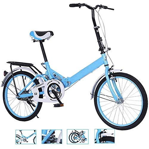 Plegables : Rong-- Bicicleta Plegable para Adultos Bicicleta De Cercanas Al Aire Libre Marco De Aluminio Ligero Soporte De Carga Neumtico Pesado Cmodo Resistente Al Desgaste 16 / 20 Pulgadas, 20 Inch