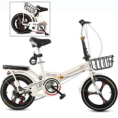 Plegables : ROYWY 16-20 Pulgadas Mountainbike, Bicicleta Infantil para Niños y Niñas, Bicicleta MTB Plegable, Bici de Montaña Plegable de 7 Velocidades / Blanco / 16