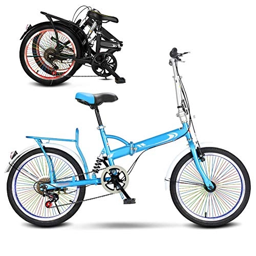 Plegables : ROYWY Bicicleta Adulto, Bicicleta de Montaña Plegable, MTB Bici para Hombre y Mujerc, 20 Pulgadas, Montar al Aire Libre, 6 Velocidades / Blue