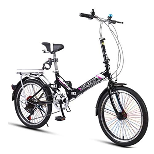 Plegables : RPOLY 7 velocidades Plegable Bicicleta, Bici Plegable Plegable de la Ciudad para Bicicleta con Antideslizante y el neumático Resistente al Desgaste para Adultos, Black_20 Inch