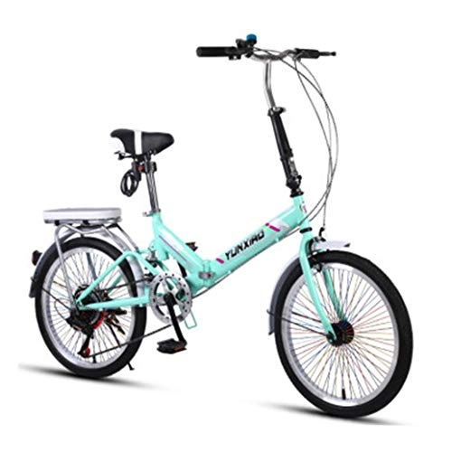 Plegables : RPOLY 7 velocidades Plegable Bicicleta, Bici Plegable Plegable de la Ciudad para Bicicleta para Adultos Excelente para Montar a Caballo y los desplazamientos urbanos, Green_20 Inch