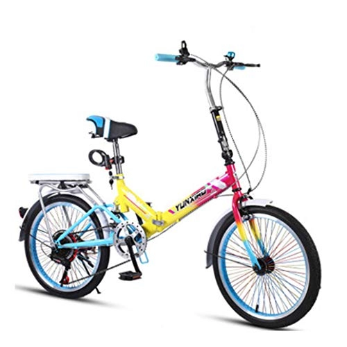 Plegables : RPOLY 7 velocidades Plegable Bicicleta, Bicicleta Plegable / Unisex Plegable de la Ciudad para Bicicleta con Antideslizante y el neumtico Resistente al Desgaste para Adultos, Colorful_20 Inch