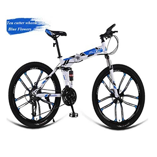 Plegables : RPOLY Bicicleta de montaña, Bici Plegable Bicicleta Plegable / Unisex de 26 Pulgadas Ruedas con Anti-Skid y Tiro Resistente al Desgaste para Adultos, Blue_26 Inch