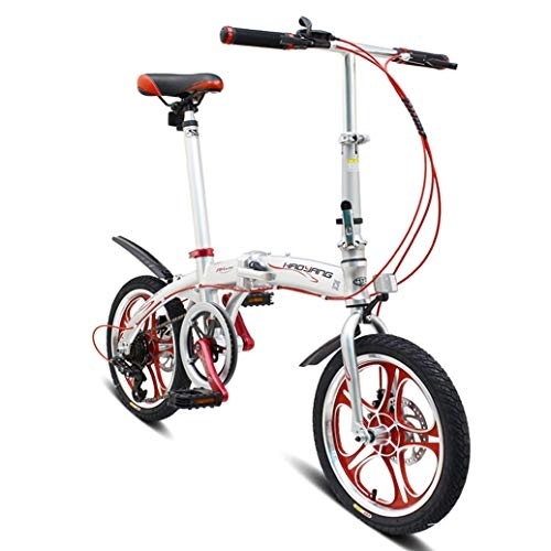 Plegables : RPOLY Bicicleta Plegable, 6 velocidades Bici Plegable del Marco Plegable de Aluminio Unisex Plegable de la Ciudad para Bicicleta, Silver_16 Inch